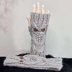 Fingerless Owl Winter Gloves, Fashion Arm Warmers