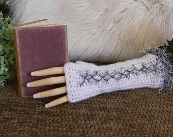 Corset Fingerless Gloves, Handmade Warm Winter Gloves