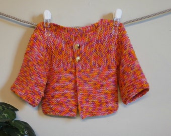 Handmade Knitted Baby Jumper, Orange Toddler Cardigan