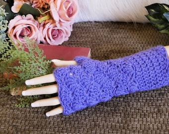 Boho Patterned Crochet Gloves, Winter Wool Armwarmers