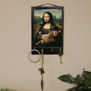 Comic Mona Lisa Key Holder, Key Holder, Housewarming Gift