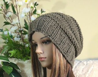 Unisex Knit Hat, Slouchy, Men&#39;s Chunky Beanie, Winter Fall Accessories