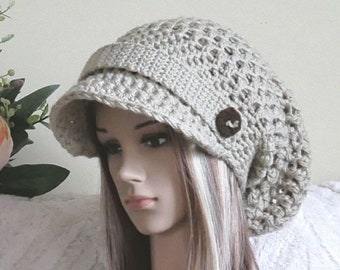 Unisex Oversized Crochet Hat, Handmade Wool Beanie