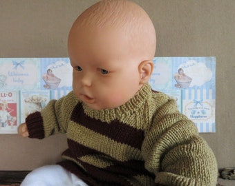 Brown Stripe Toddler Sweater, Handmade Baby Clothes