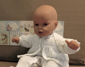 White Baby Matinee Jacket, Unisex Newborn Gift