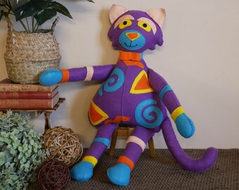 Large Felt Cat, Childs Gift, Nursery Decor, Soft Toy Cat