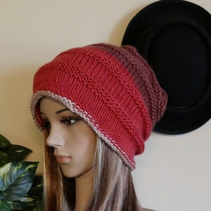 Merino Wool Beanie, Slouchy Hat