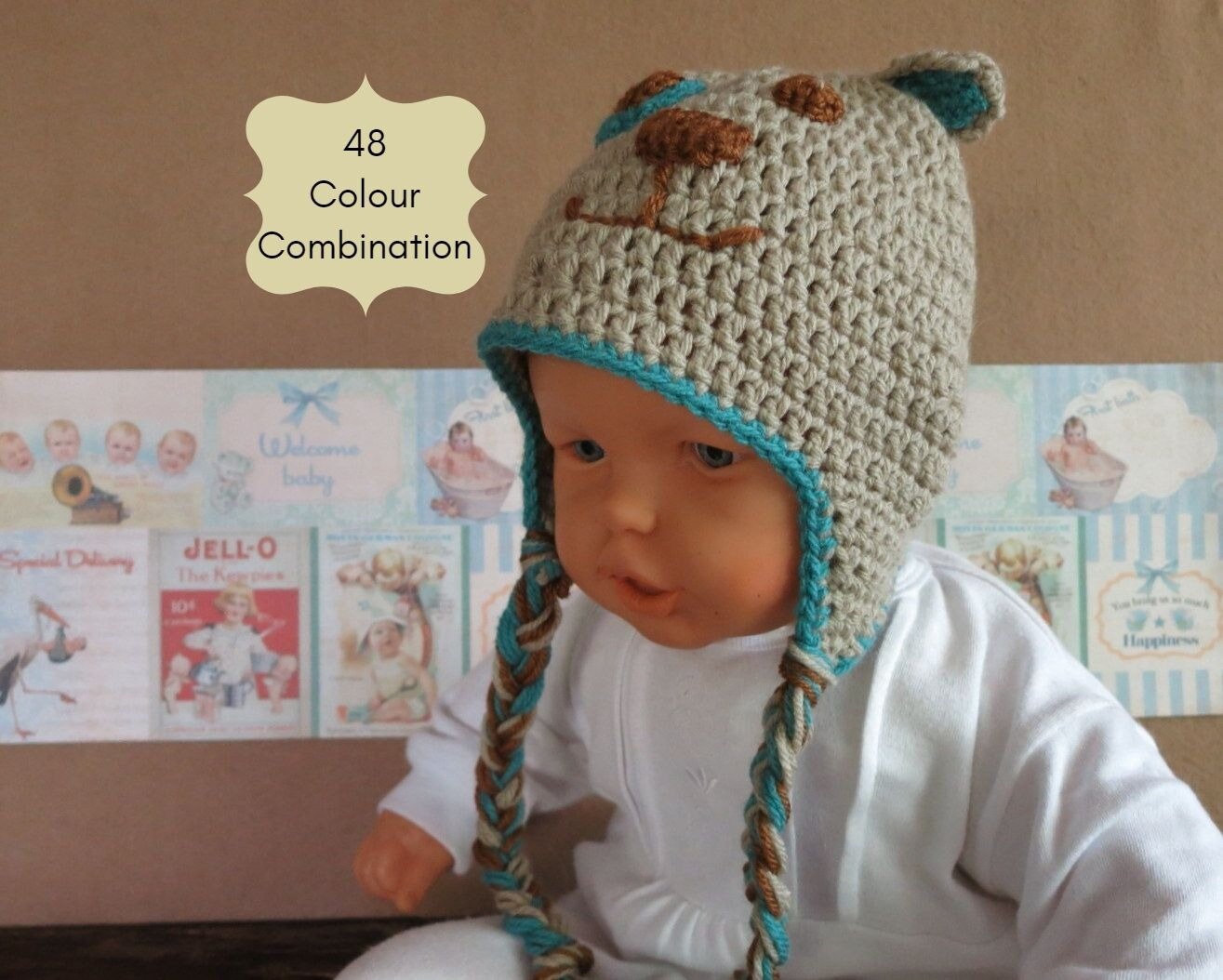 Puppy Dog Face Beanie Novelty Crochet 