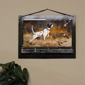 Hunting Dog Print Key Rack Holder, Housewarming Gift