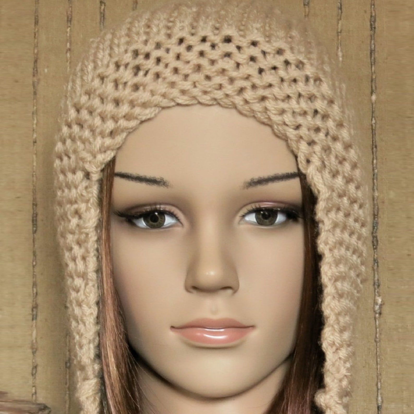 Hand Knit Beanie Hat With Ear Flaps Women Men Slouchy Beanie Etsy