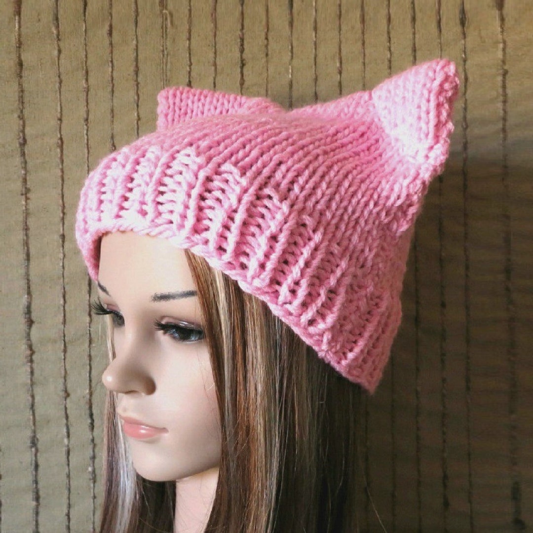 Bonnet tricoté Pussy Cat bonnet doreille de chat fait à - Etsy France