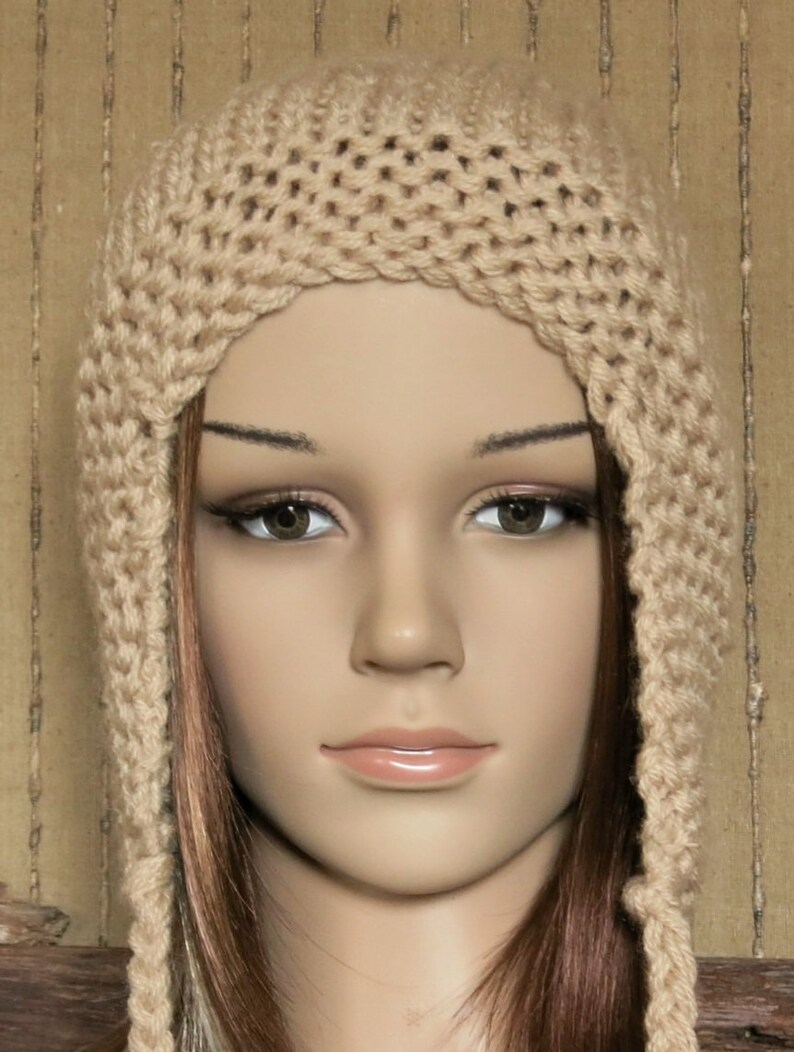 Hand Knit Beanie Hat with Ear Flaps Women Men Slouchy Beanie Etsy