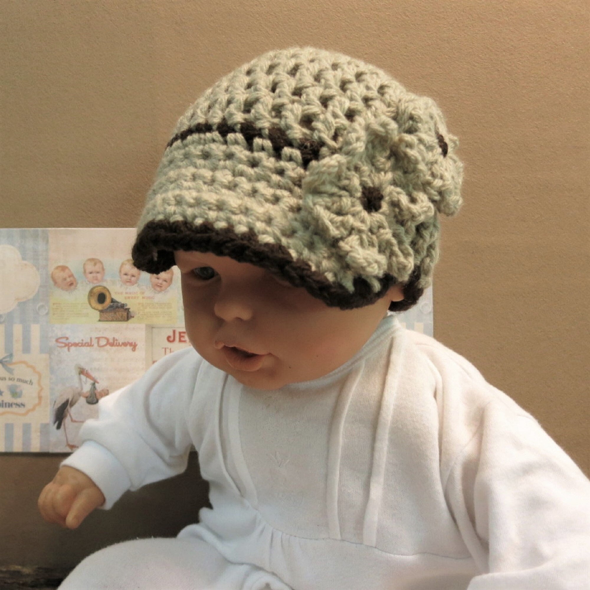 Peak Cap Beanie for 0 5 Years Crochet 