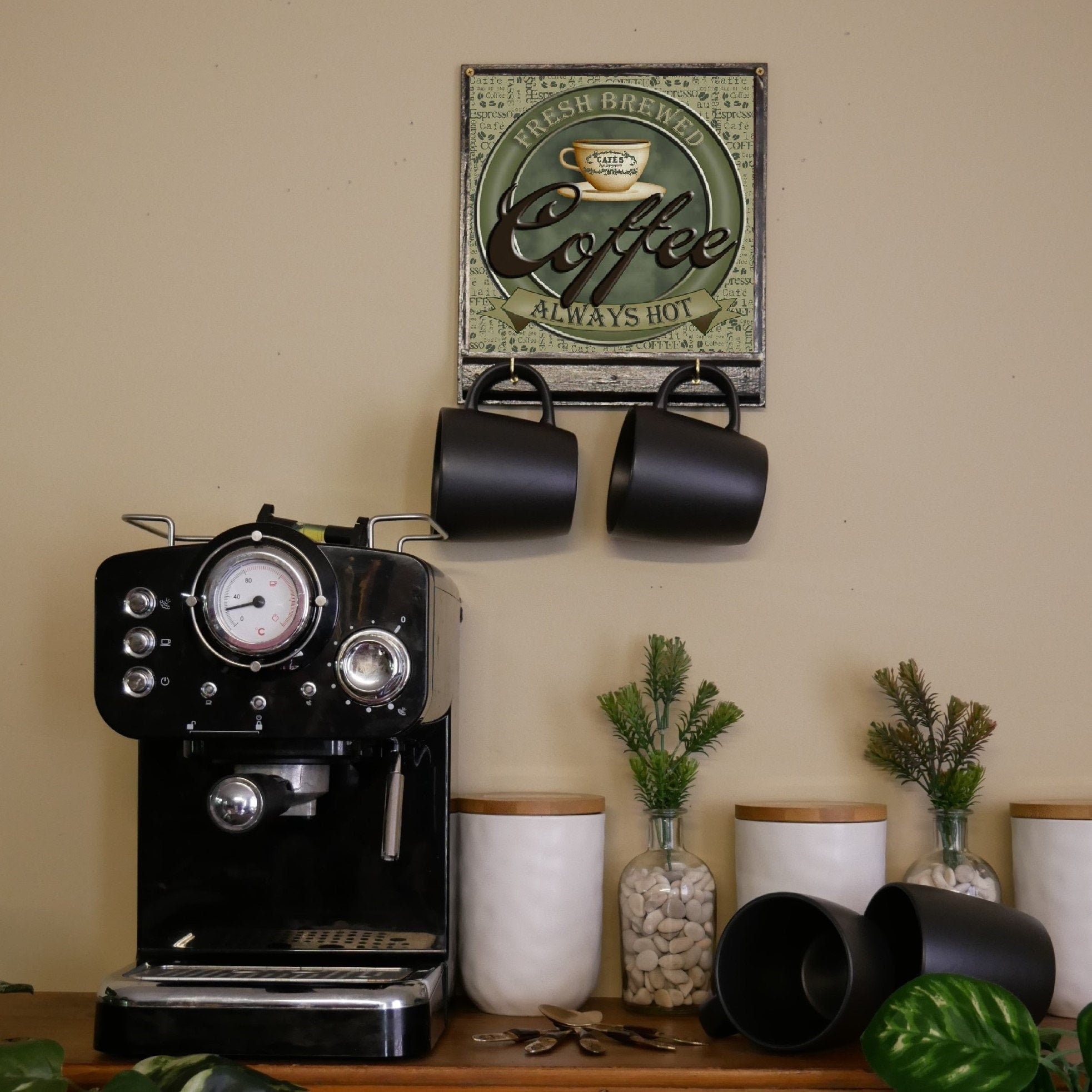 Cocina decoración taza percha estante de muestra de café con | Etsy