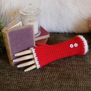 Christmas Fingerless Gloves, Red Arm Warmers