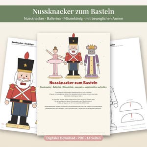 Paper Nutcracker Craft for Kids Printable, Bastelvorlage Nussknacker, Cut and Color Paper Doll, Christmas Kids Activity, PDF