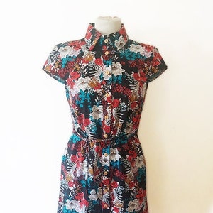 Floral summer dress, Button up dress with flowers, Casual dress, Formal dress, Short sleeve dress, Cotton dress, party dress, Elegant dress image 4