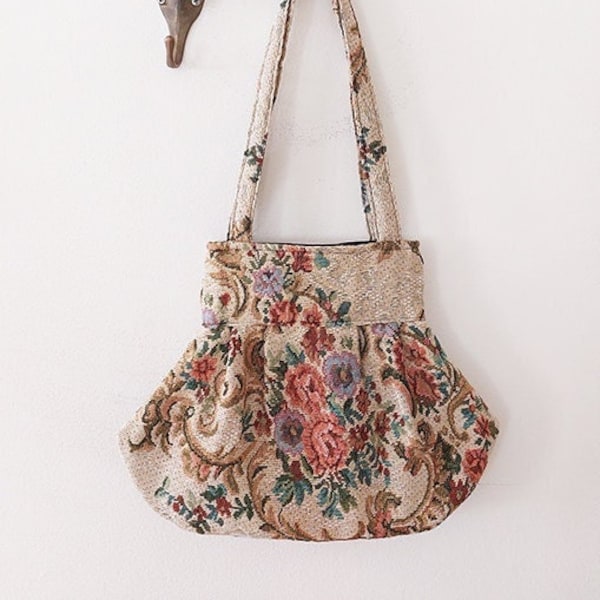 Borsa in broccato, borsa arazzo, borsa boho, arazzo floreale, borsa da sera romantica, borsa con fiori Boho, borse da donna