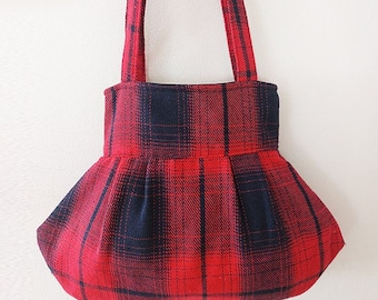 Bohemian purse, Red bag, Plaid bag, Romantic Evening bag, Women Handbags, Grunge purse, Scottish tartan bag, Vegan bag, Party bag