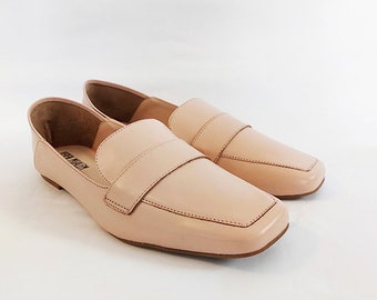 Pink shoes, Leather shoes, Flat shoes, Christmas gift, Slip Ons, Moccasin shoes, Blush shoes, Classic shoes, Women's Shoes, Casual shoes