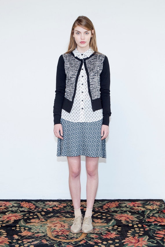 Women's cardigan SALE, Retro style black & white cardigan, Valentines gift for her, Button down cardigan, long sleeve top, women's jacket