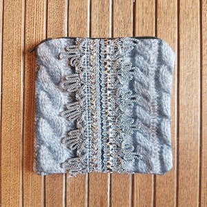 Mini portafoglio, portamonete, custodia con cerniera grigia e argento, regalo di Natale, portafoglio vegano, custodia da viaggio, portamonete, piccola custodia con cerniera