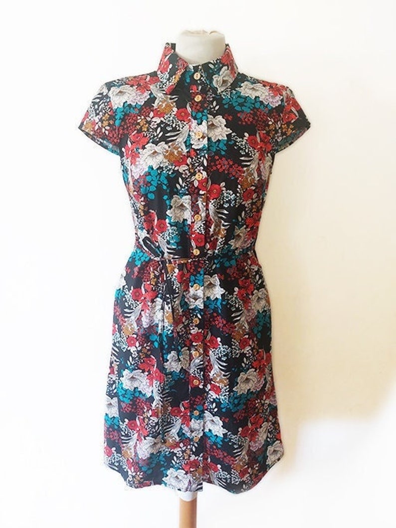 Floral summer dress, Button up dress with flowers, Casual dress, Formal dress, Short sleeve dress, Cotton dress, party dress, Elegant dress image 4