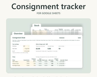 Consignment Inventory Tracker for Makers, Google Sheets Stock, Sales & Payments Spreadsheet