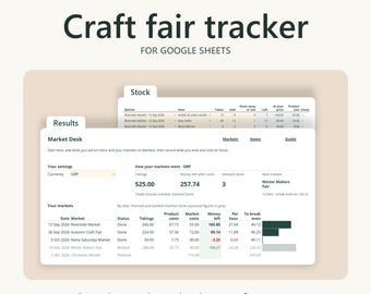 Craft Fair Profit Tracker for Google Sheets, Market Sales & Costs Spreadsheet