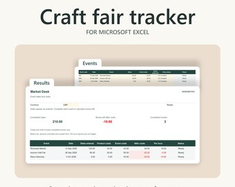 Craft Fair Profit Tracker for Excel, Market Sales & Costs Spreadsheet