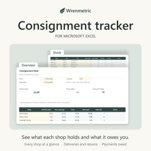 Consignment Inventory Tracker for Makers | Excel Stock, Sales & Payments Spreadsheet