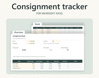 Consignment Inventory Tracker for Makers | Excel Stock, Sales & Payments Spreadsheet