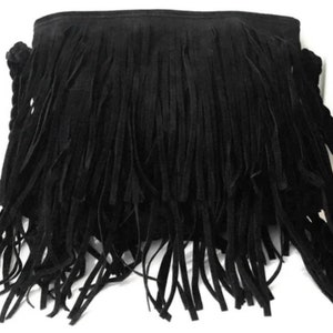 Sac à main noir à franges, sac à bandoulière bohème du sud-ouest des États-Unis, sac à main en daim à franges, sac à bandoulière de style amérindien, fait main