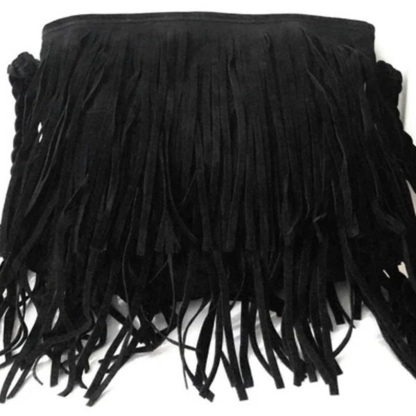 Black Suede Fringe Purse