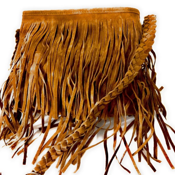 Camel Brown Fringed Purse, Boho Cross body Southwestern Bag, Suede Fringe Purse, Native American Style Crossbody Bag for Women