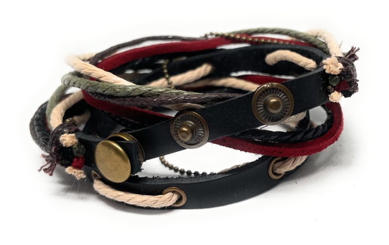 Italy Bracelet, Wrap around Leather Bracelet, Cool Jewelry, Adjustable Genuine Leather, Unisex Handmade Bracelet for Men and Women image 2