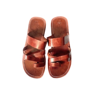 Brown Leather Sandals, Men & Women, Jesus Style Sandals, Summer Open Toe Sandals, Bohemian Summer Shoes