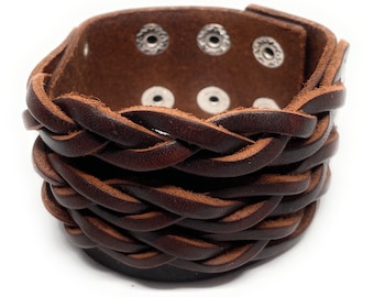 Braided leather cuff