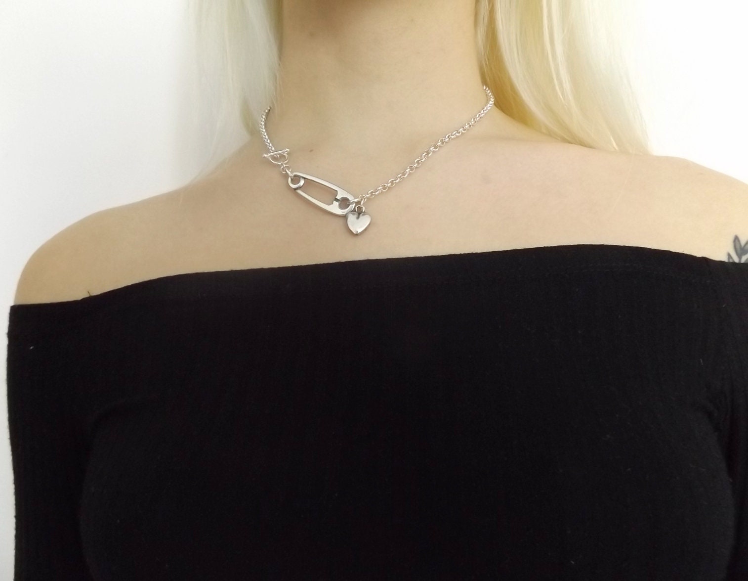 Safety pin necklace silver necklace safety pin jewelry Etsy