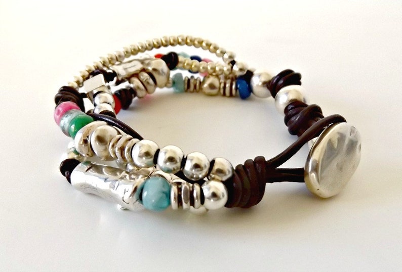 beaded bracelet leather bracelet bracelet for woman leather wrap bracelet wrap bracelet boho bracelet K1895 uno de 50