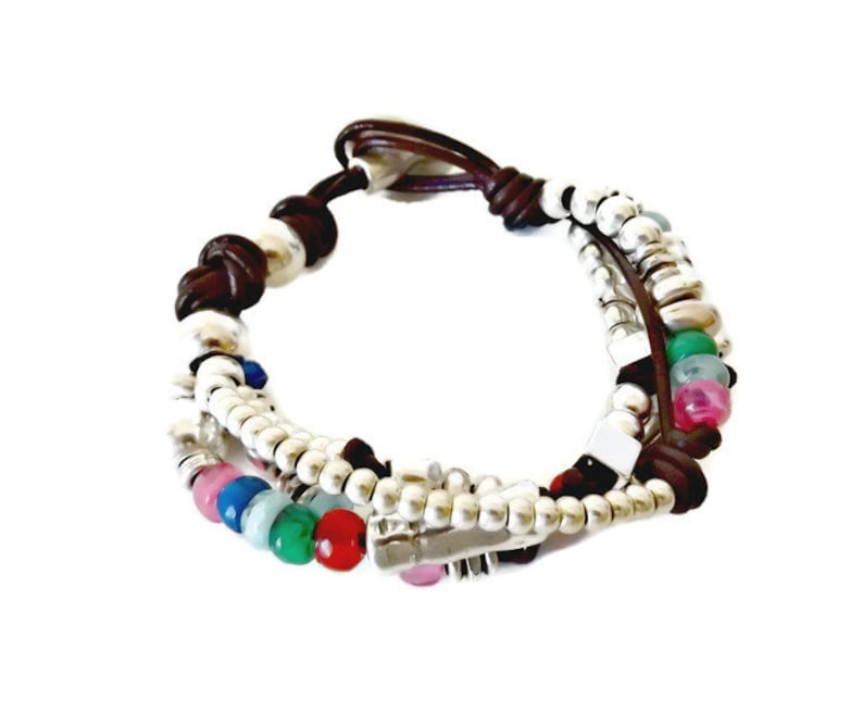 beaded bracelet leather bracelet bracelet for woman leather wrap bracelet wrap bracelet boho bracelet K1895 uno de 50