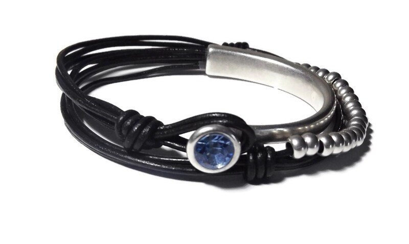 LEATHER BRACELETS for WOMEN Swarovski Bracelet Beaded | Etsy