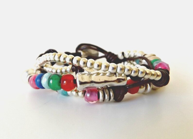 beaded bracelet leather bracelet bracelet for woman leather wrap bracelet wrap bracelet boho bracelet K1895 uno de 50