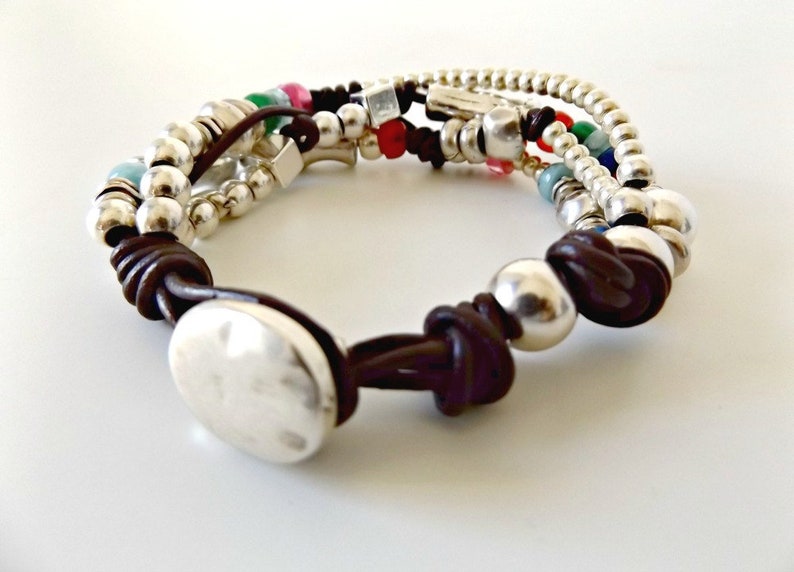 beaded bracelet leather bracelet bracelet for woman leather wrap bracelet wrap bracelet boho bracelet K1895 uno de 50