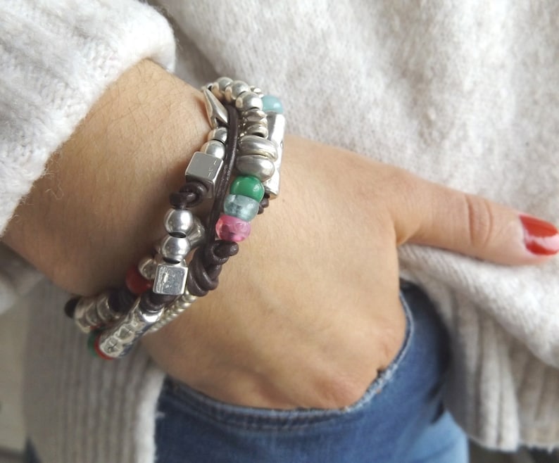 beaded bracelet leather bracelet bracelet for woman leather wrap bracelet wrap bracelet boho bracelet K1895 uno de 50