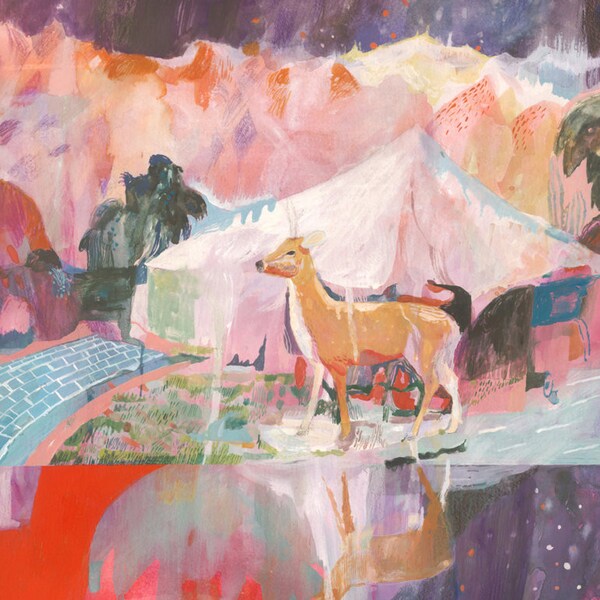 10% reduction Illustrated art print Plastic Animals in a Strange Park full of Stars A3 Print (16.54 in x 11.69 in)