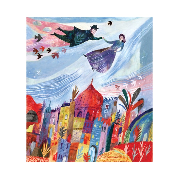 BIG reduction Illustration art print Above the old town16.54 in by 11.69 inch (A3 size)