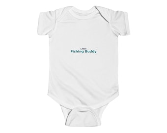 Little Fishing Buddy Baby Bodysuit, Fishing Dad Newborn Outfit, Baby Shower Gift, Fisherman Dad Gift, Coming Home Outfit