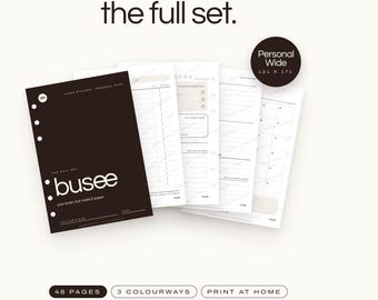 Personal Wide Printable Planner Inserts Bundle, Daily, Weekly, Monthly, Undated PDF | BUSEE The Full Set