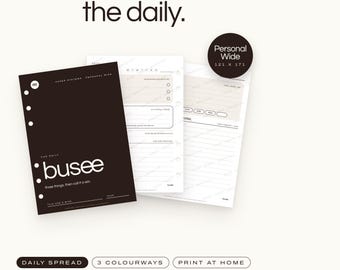 Personal Wide Printable Daily Planner Inserts, Schedule and Priorities, Undated PDF | BUSEE The Daily